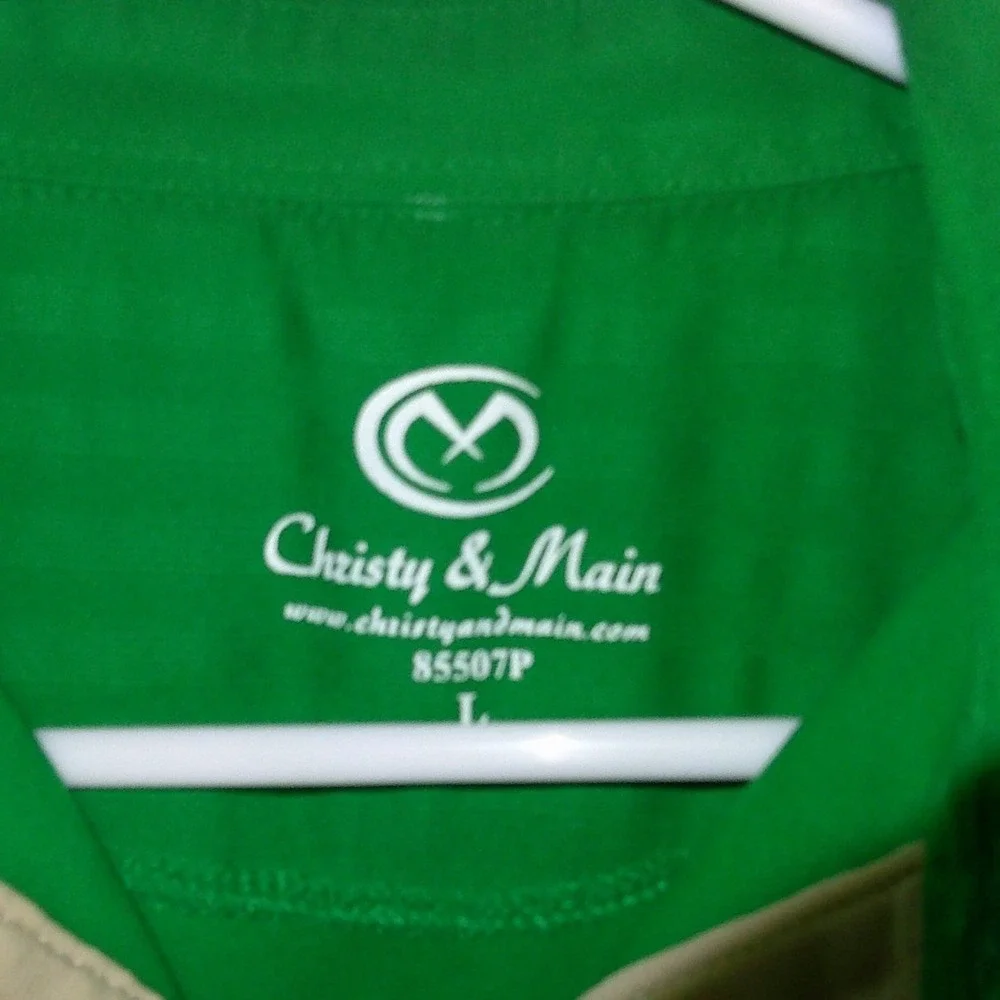 Christy & Main Golf Polo Shirt Striped Short‎ Sleeve Casual Green Mens Large